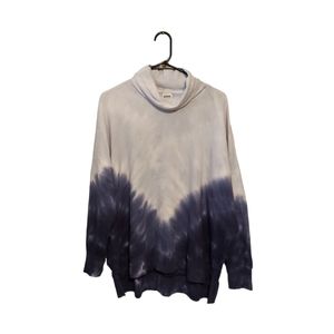PINK Victoria's Secret Blue Sweatshirt Size Small Cowl NeckTie Dye Athleisure
